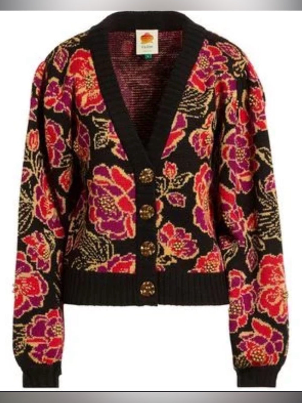 FARM Rio Shiny Chita Rose Cardigan